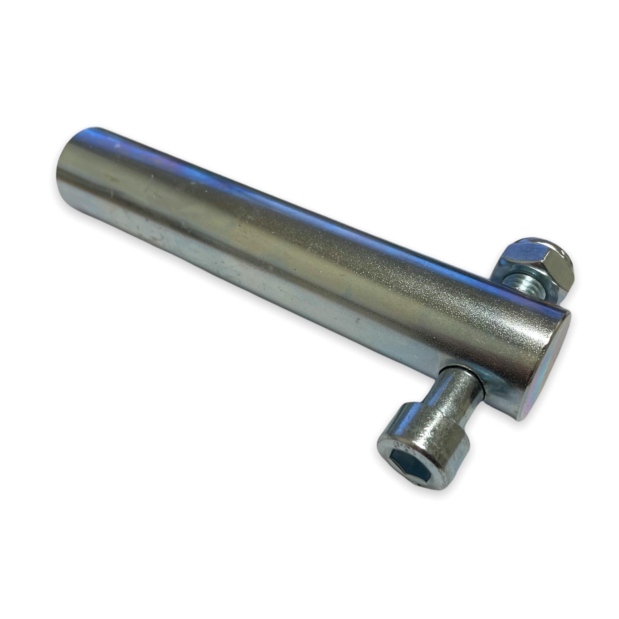 O/S 7/16 Hinge Pin shown with bolt and nut, used for tail lifts, ideal for large commercial trailers.