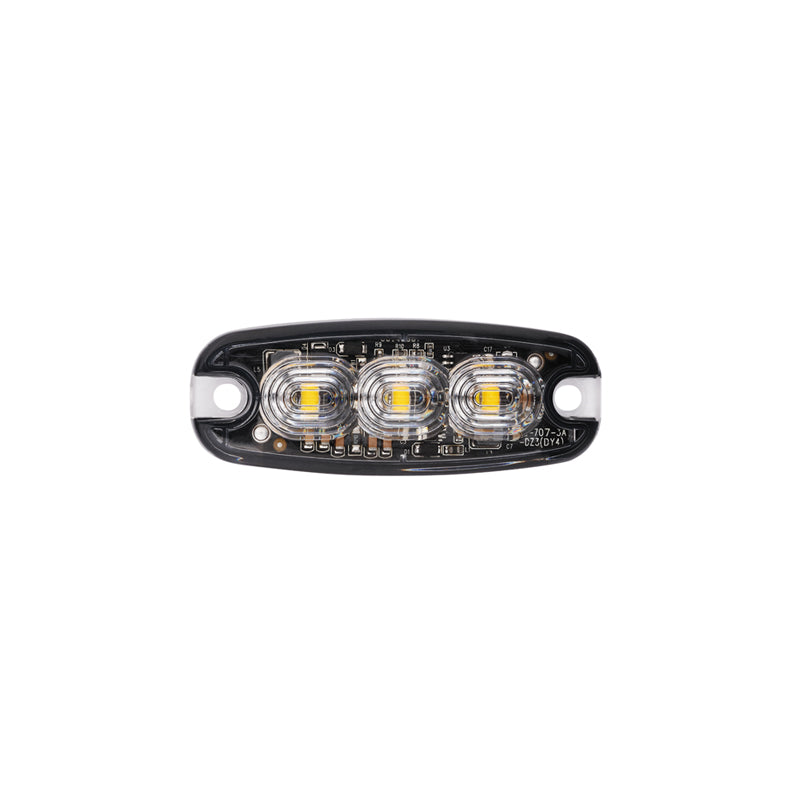 Ultra Thin LED Strobe Warning Light, close-up of headlight design, showcasing directional lighting for vehicle visibility, available in 3, 4, and 6 LED options.