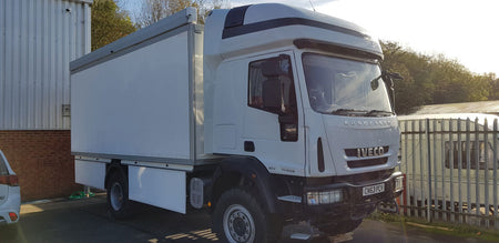 Tila Hinge 29mm x 2700mm, shown installed on a white truck, demonstrating its robust, maintenance-free design for doors and tailgates.