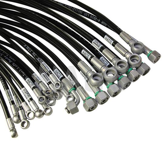 Haco Hose Kit for Dhollandia Tail Lifts, featuring multiple black and silver cables, tailored for commercial trailer applications.