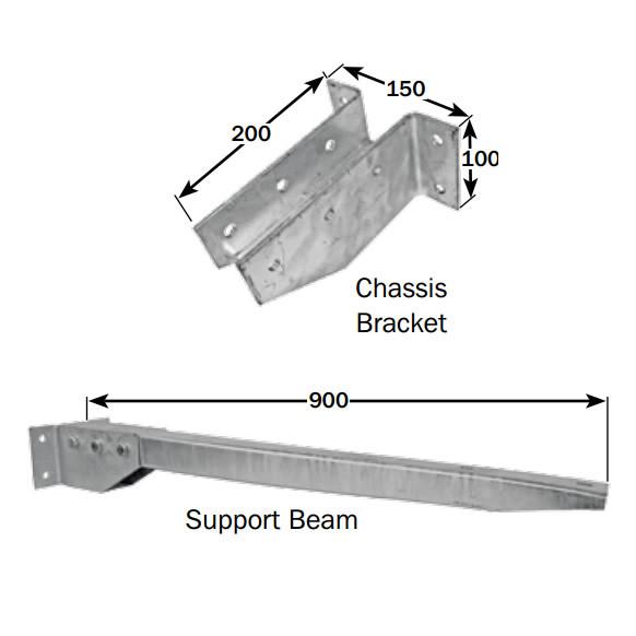 Chassis Mounted Sideguard Support Beam , Sideguard Systems - Nationwide Trailer Parts, Nationwide Trailer Parts Ltd - 2