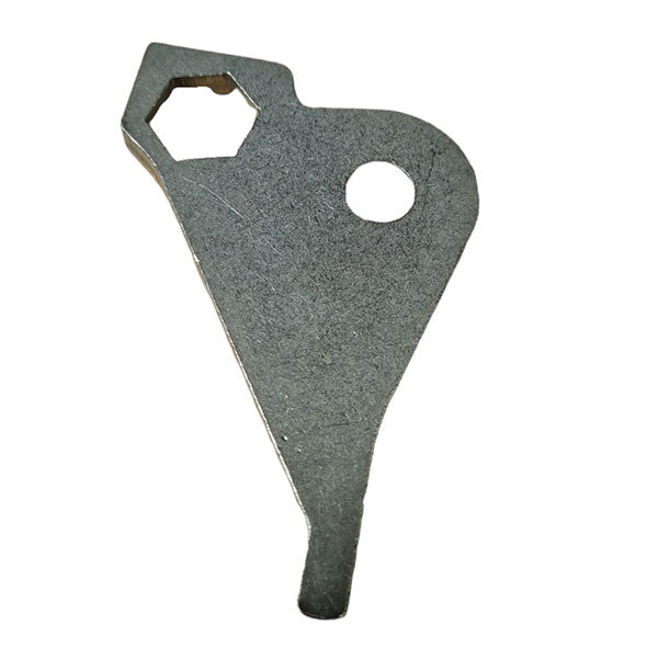 Mounting plate gas spring, a metal tool featuring a nut, designed for commercial trailers, showcased in a detailed close-up.