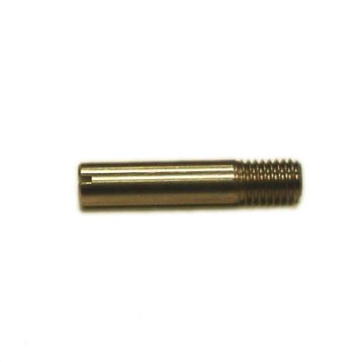 Lever Pallet Stop for Dhollandia Tail Lifts, featuring a metal bolt and bar, designed for secure fastening in commercial trailer applications.