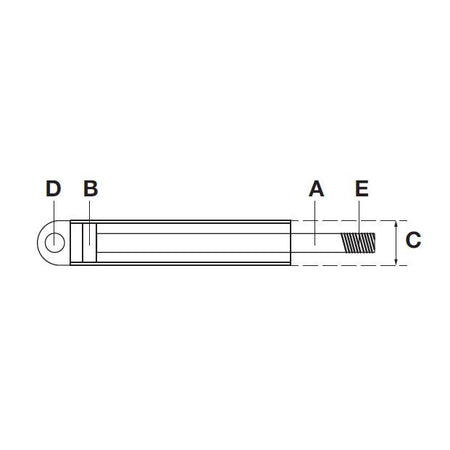 Tilt Ram HACO sketch for Cargolift 1WE114689, featuring detailed dimensions and thread specifications, suitable for commercial trailer applications.