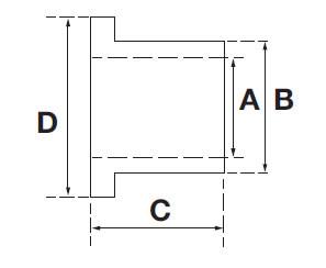 Bearing Bush HACO for M1930.35, technical diagram showing dimensions: A=30mm, B=40mm, C=35mm, D=45mm; alternative for Dhollandia Tail Lifts.