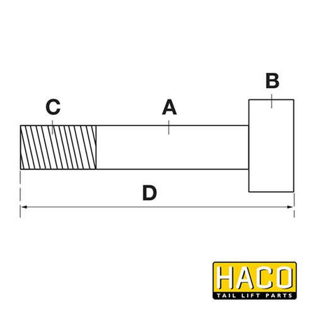 Piston Rod HACO for MBB tail lifts, compatible with parts 68274028 and 2000878, featuring a detailed diagram of its dimensions and specifications.