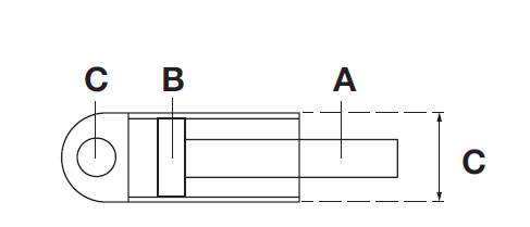 Tiltcylinder SC10 Haco technical drawing, detailing dimensions for DH-LM 1500/2000/2500 Dhollandia Tail Lift, suited for part CS10.070.40.0070.A.