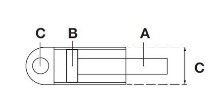 Tiltcylinder SC10 Haco technical drawing, detailing dimensions for DH-LM 1500/2000/2500 Dhollandia Tail Lift, suited for part CS10.070.40.0070.A.