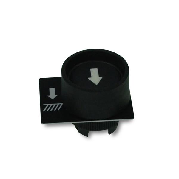 Down Push Button for tail lift switch boxes, featuring a white arrow indicator, designed for commercial trailers and vehicles.