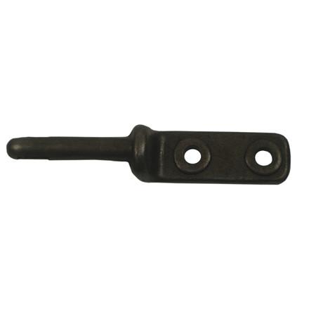 Gudgeon - Bolt On, a black metal slotted peg with holes, designed for trailer parts, featuring a 16 x 5mm slot.