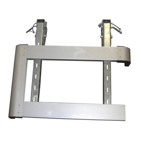 Pedestrian End Rail Kits (Double) showcasing metal frame components, including aluminium guards, end caps, cover plates, mounting bolts, and rivets for commercial trailers.