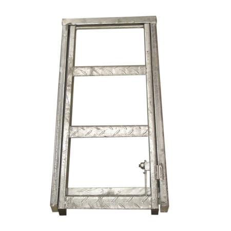 Underbody Access Step - Heavy Duty, featuring a three-rung galvanized metal ladder with a robust frame and spring-assisted lever for secure underbody mounting.