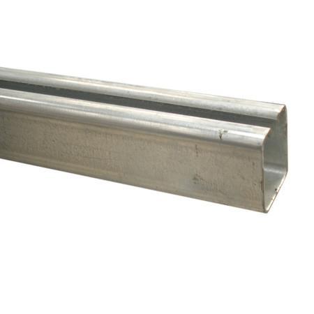 Steel Curtain Track - 1 Metre, close-up of a galvanized metal beam designed for commercial trailer curtain systems, showcasing detailed profile and structure.