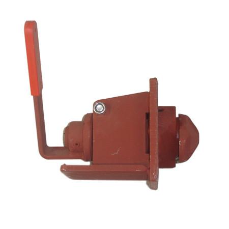 Universal Retractable Twist Lock with a red handle, designed for secure locking on trailers with ISO Corner Castings, featuring a fabricated steel body and forged head assembly.