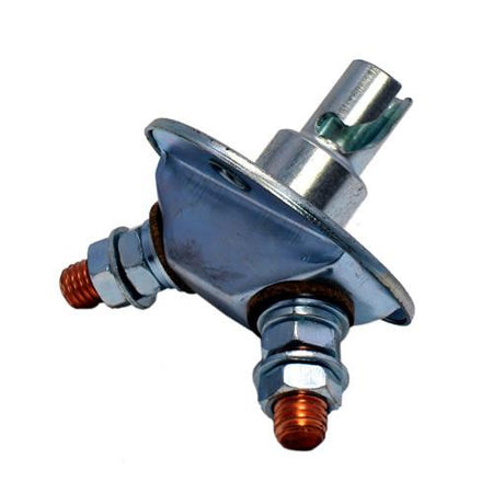 Dhollandia Isolation Switch close-up showing metal components, including a screw and nut, designed for tail lifts from Nationwide Trailer Parts Ltd.