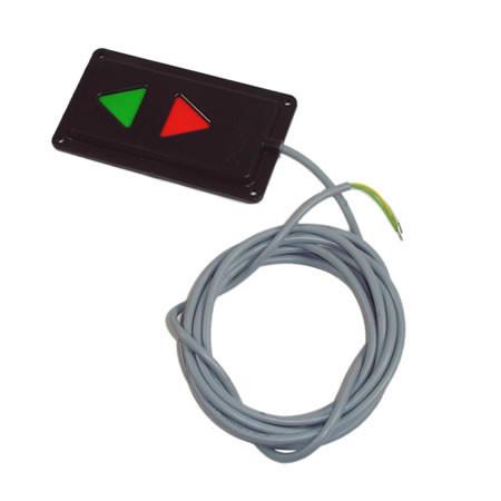 Interior Flat Control - 2 Button for Dhollandia Tail Lifts, featuring a close-up of control buttons and wires, essential for commercial trailer operations. Genuine Dhollandia part.