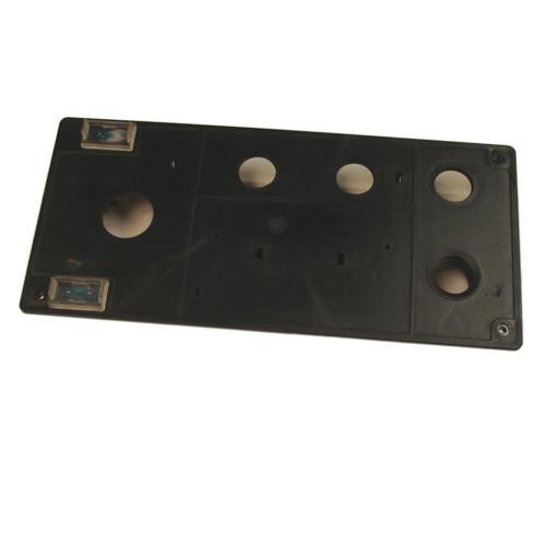 Front Panel for Control Box, featuring a black rectangular design with holes, suitable for Dhollandia Tail Lifts, offered by Nationwide Trailer Parts Ltd.