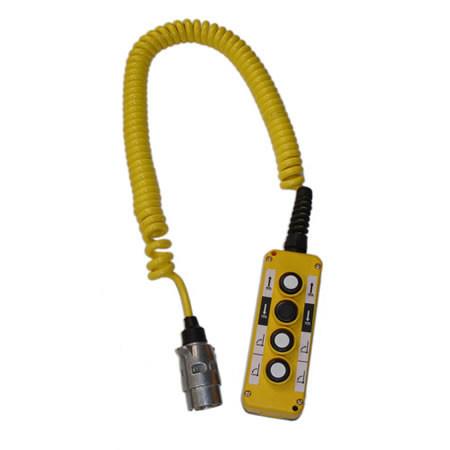 Four Button Control with Wanderlead, featuring a coiled cord and control panel, designed for Dhollandia tail lifts.