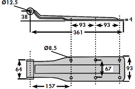 Hinge Blade Only - Zinc Plated (64mm) , Hinges & Gudgeons - Nationwide Trailer Parts, Nationwide Trailer Parts Ltd - 2