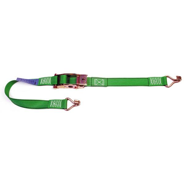 IBV45-1 Internal Box Van Straps featuring green polyester webbing with zinc-plated locking buckle and claw hooks, suitable for load restraint.
