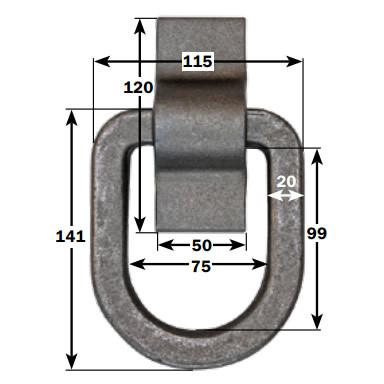 Weld On Lashing Link with Cleat 5000kg, close-up of metal chain and object showing high tensile steel construction, suitable for load restraint in commercial trailers.