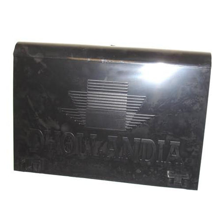 Power Pack Cover for Dhollandia Tail Lifts, 375mm wide, featuring a sleek black metal design suitable for large commercial trailers.