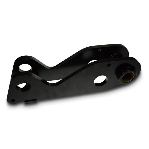 Swing bracket LM50 - LM.20, a black metal component with holes, designed for Dhollandia Tail Lifts, available at Nationwide Trailer Parts Ltd.