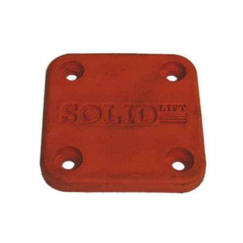 Platform Protection Block 10mm designed for Dhollandia tail lifts, featuring a red square structure with multiple holes for secure installation and enhanced protection.