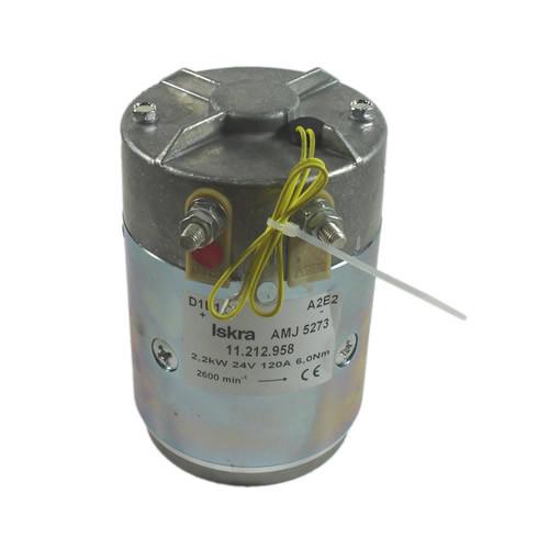 Motor 24V 2000W for Dhollandia Tail Lifts, featuring a compact design with visible yellow wires, suitable for commercial trailers and vehicles.