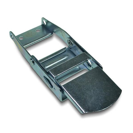 Galvanised Over Centre Buckle, featuring a metal strap and buckle, designed for secure load restraint on commercial vehicles.