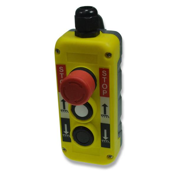 Yellow Push Button Station - Three Way (Up, Down, Emergency Stop) , Tail Lift Control Boxes & Switches - Nationwide Trailer Parts, Nationwide Trailer Parts Ltd