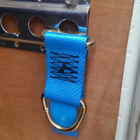 Lashing Extension for 1806 Load Track - 1200kg shown with metal clip and hook, designed for secure vehicle load restraint.