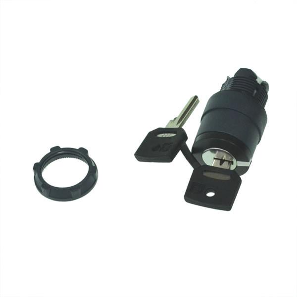 Two Position Key Selector Switch, featuring a key and cylinder, designed for tail lift switch boxes, suitable for commercial vehicle parts.