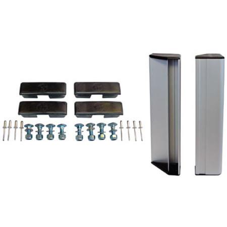 Pedestrian End Rail Kits (Double) with metal parts, screws, and assembly components for commercial vehicle safety.