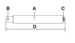 Piston Rod HACO for Dhollandia Tail Lift, sketch showing dimensions and details for part M4735.0670, featuring induction hardened steel and chrome finish.