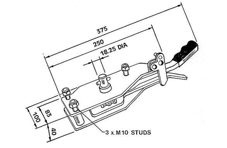 R61 Ratchet Tensioner technical drawing, featuring mechanical components like an 18.25mm dia pinned spindle, cranked lever, and pawl release with dimensions for SDC Trailers Ltd.