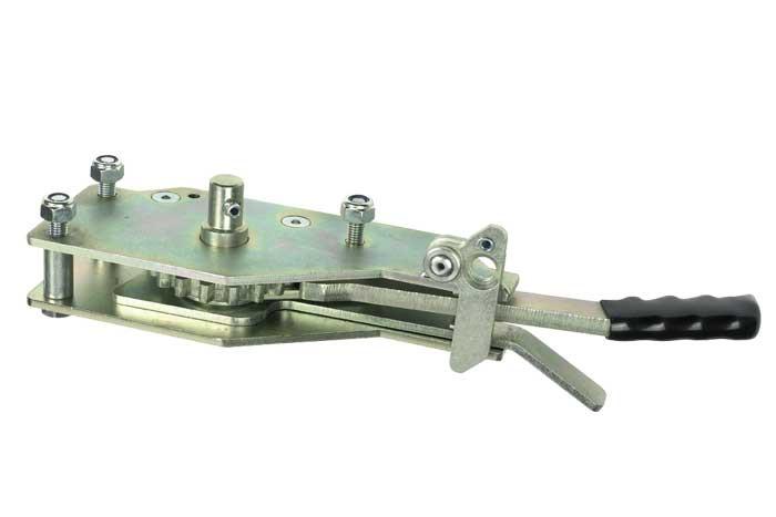 R61 Ratchet Tensioner with cranked lever and pawl release, zinc plated finish, designed for SDC Trailers Ltd, visible screws and metal components.