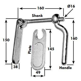 Ramp Fastener Set Complete (2 fasteners & plates) , Drop Locks & Ramp Fasteners - Nationwide Trailer Parts, Nationwide Trailer Parts Ltd - 2