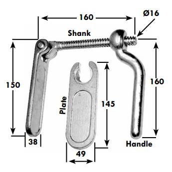 Ramp Fastener Set Complete with two fasteners and plates, featuring a detailed diagram of a wrench and screw, ideal for trailer hardware needs.