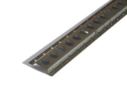 Stainless Steel 1806 Track close-up, showcasing a metal strip with precise dimensions for load restraint in commercial vehicles and HGV trailers.
