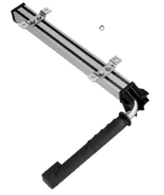 Telescopic Door Retainer with black handle, featuring a spring-loaded arm in a sealed aluminum housing for adjustable vehicle mounting.