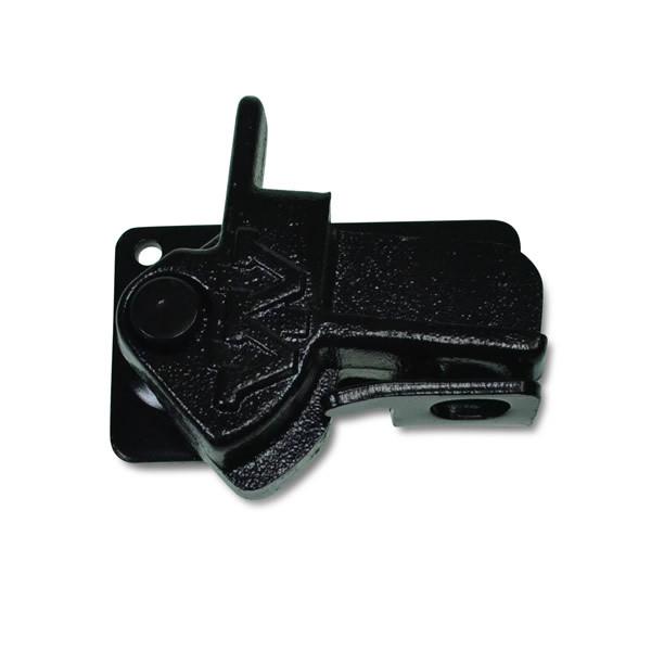 Type 77 Lock Keeper for Whiting Shutter Doors, featuring a black metal latch with logo, ideal for commercial trailers.