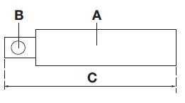 Piston Rod HACO for Bar Cargolift 101120067, featuring parallel lines and dimensions, suitable for cylinder 1019563H, detailed in diagram.