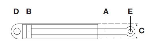 Tilt Ram HACO for Bar Cargolift 101121318, illustrated as a long rectangular tube with dimensions for commercial trailer use.