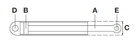 Tilt Ram HACO for Bar Cargolift 101121318, illustrated as a long rectangular tube with dimensions for commercial trailer use.