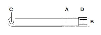 Tilt Ram HACO diagram featuring a long tube with specific dimensions, designed to suit Bar Cargolift 101112594 for commercial trailers.