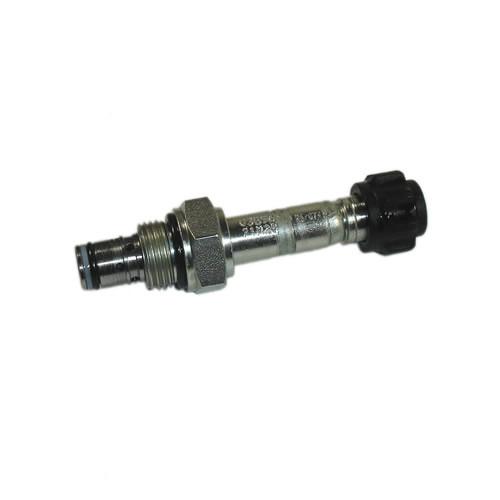 Close-up of a metal valve cartridge designed for Dhollandia tail lifts, showcasing its detailed construction and essential role in large commercial trailer systems.